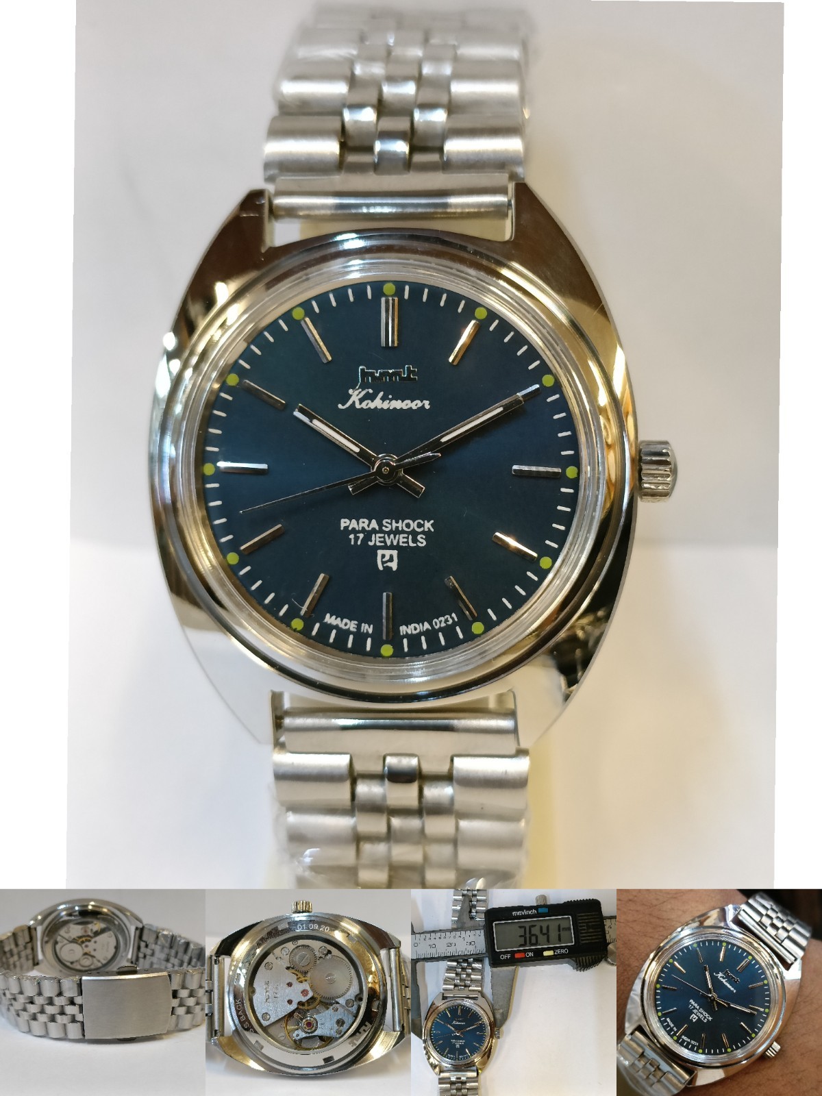 REFURBISHED HMT KOHINOOR 17J WINDING BLUE DIAL 0231 INDIA MEN’S WORKING