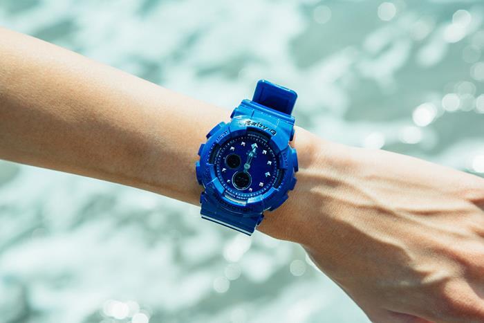 Casio Baby-G BA-125-2A Analog Digital Blue Resin Strap Blue Dial Alarm Watch