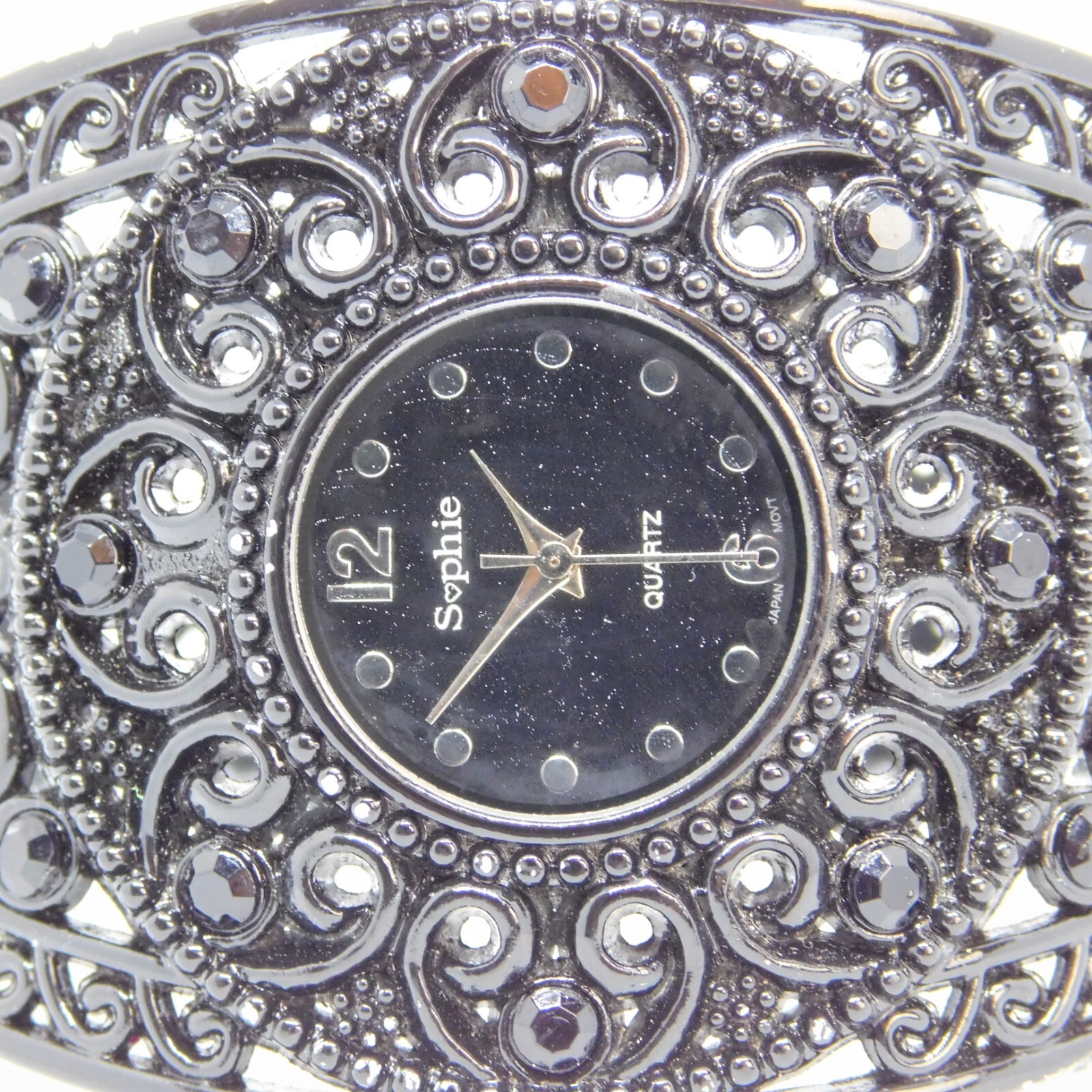 Sophie Filigree Black Tone Quartz Analog Women’s Watch Sz. 6 1/2″ New Battery