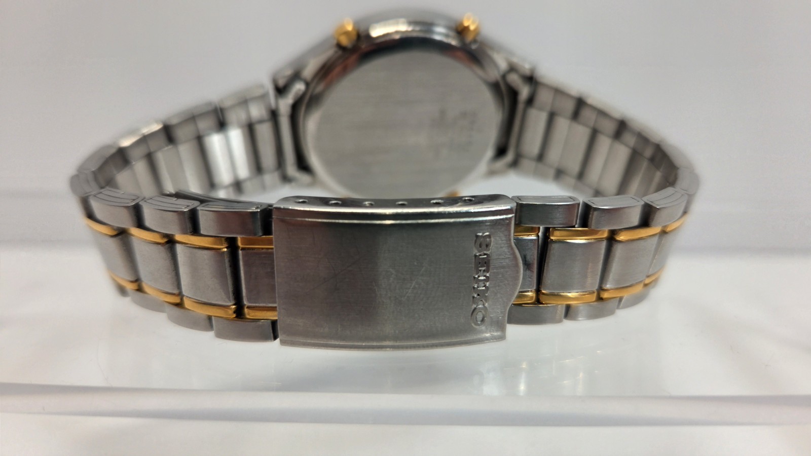 Excellent Seiko Gold Panda 7T32-7C60 Alarm Chronograph Working New Battery