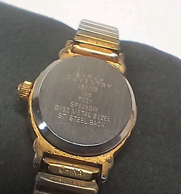 Vintage Sarah Coventry Supreme Watch Gold Tone Stretch Band New Battery Works