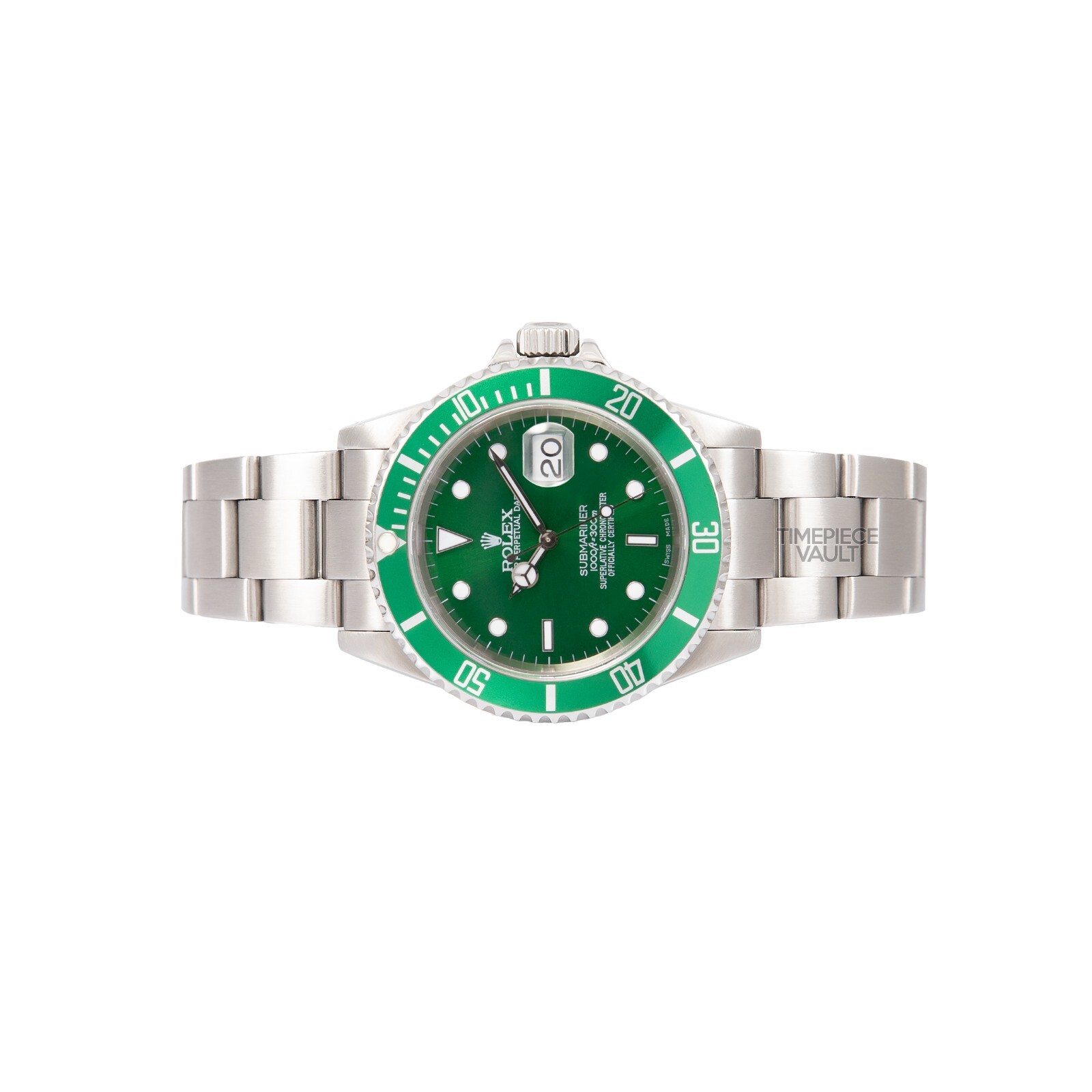 ROLEX SUBMARINER 16610 DATE S/STEEL 40MM WATCH GREEN LUMINOUS DIAL GREEN INSERT