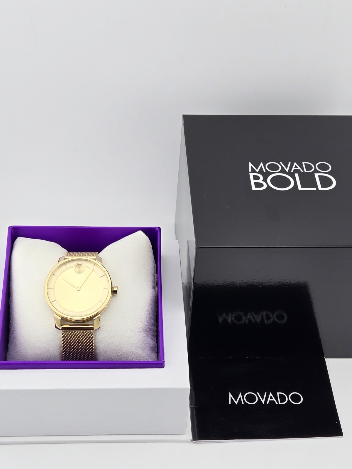Movado Bold Access Gold Dial Stainless Steel Women’s Watch – 3600921 ($695 MSRP)