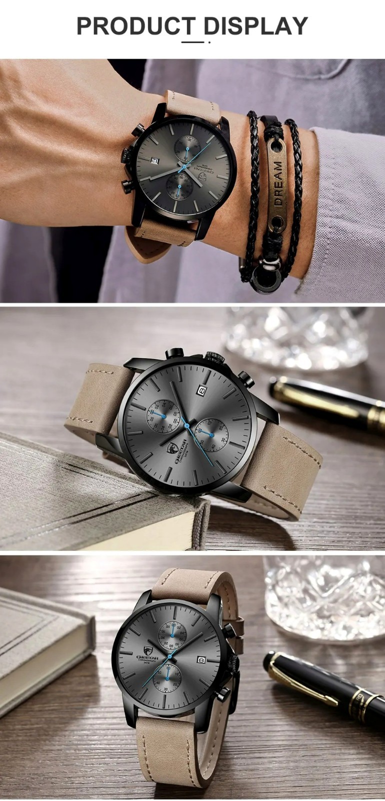 2026 Chronograph MvMt Style CHEETAH Men’s Quartz Wristwatch Date Leather Strap