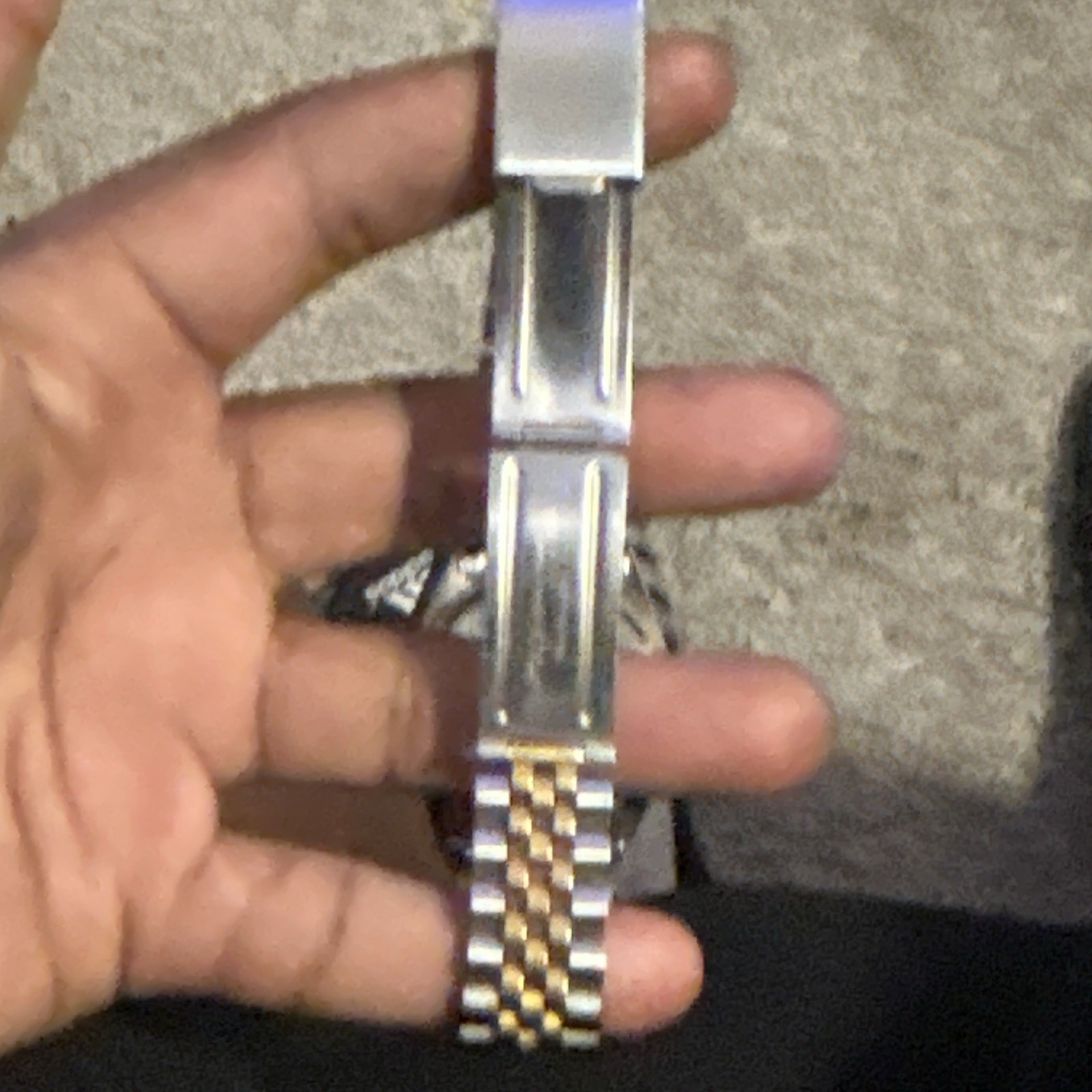 Two-Tone Metal Bracelet Fluted Bezel a little cracked