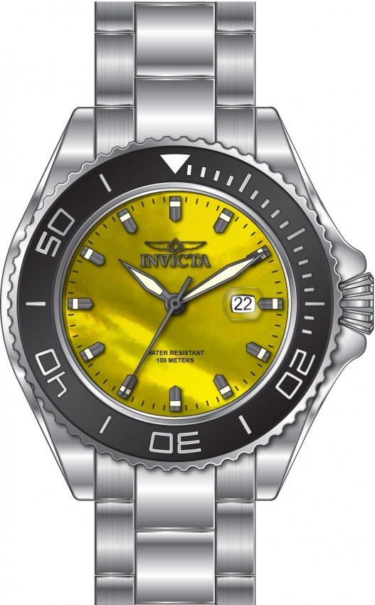 Invicta Pro Diver 48mm Men’s Quartz Watch Yellow Mother Of Pearl Dial 49640 NIB