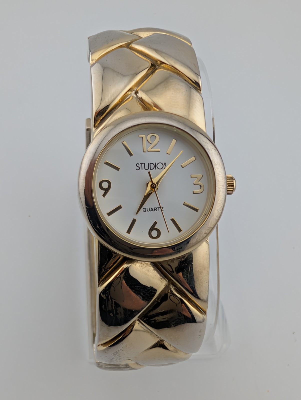 Studio Time Bangle Watch Women 25mm Case Two Tone Band- New Battery