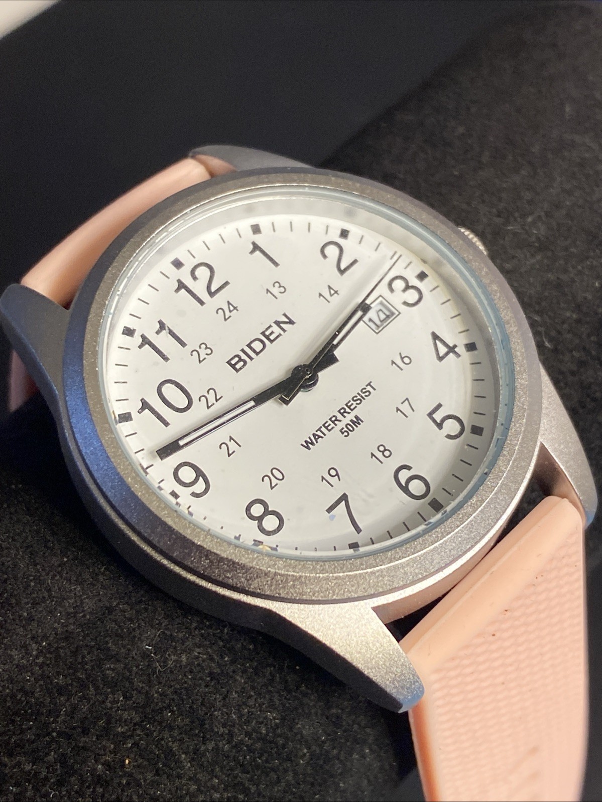 Biden Watch Pink Strap Unisex Wristwatch with Military Time New Battery