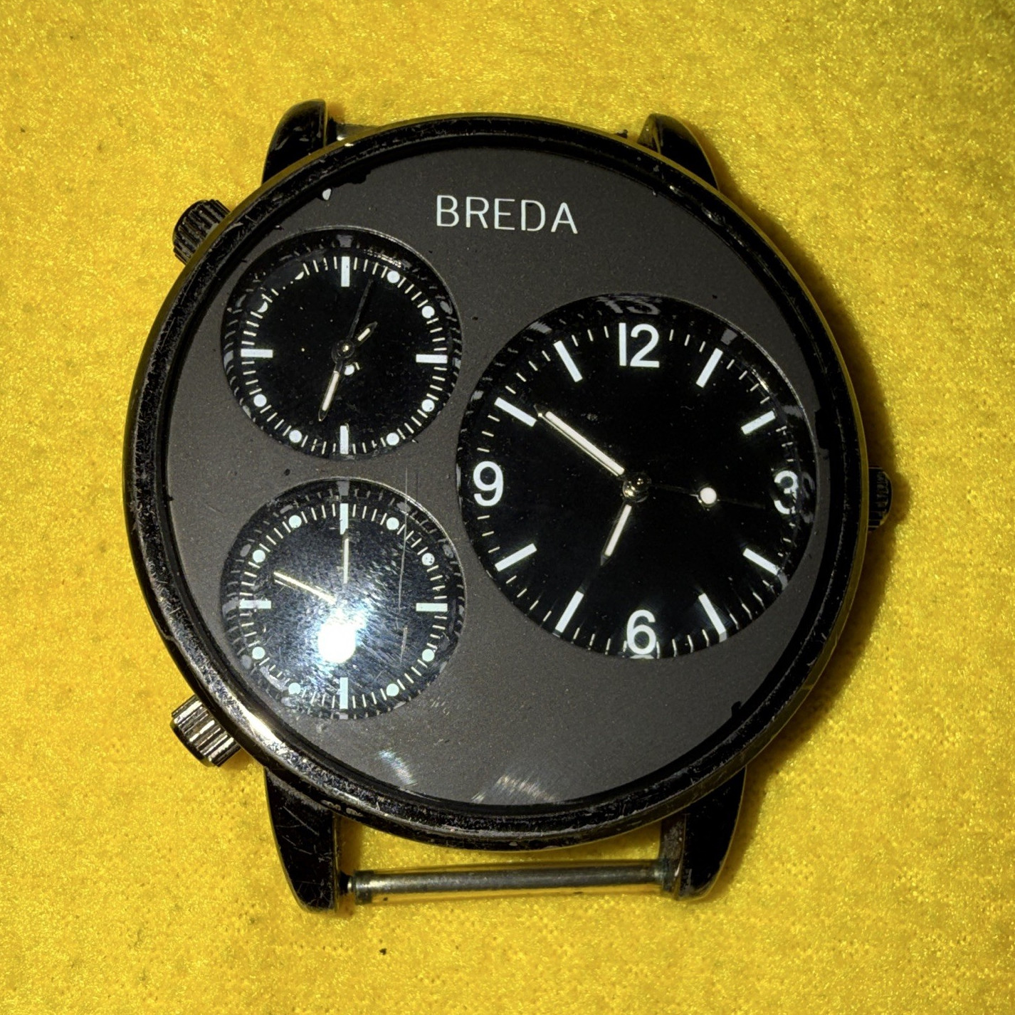 BREDA 1627 Unisex Quartz Analog Watch Black Dial SS Case 12-Hour