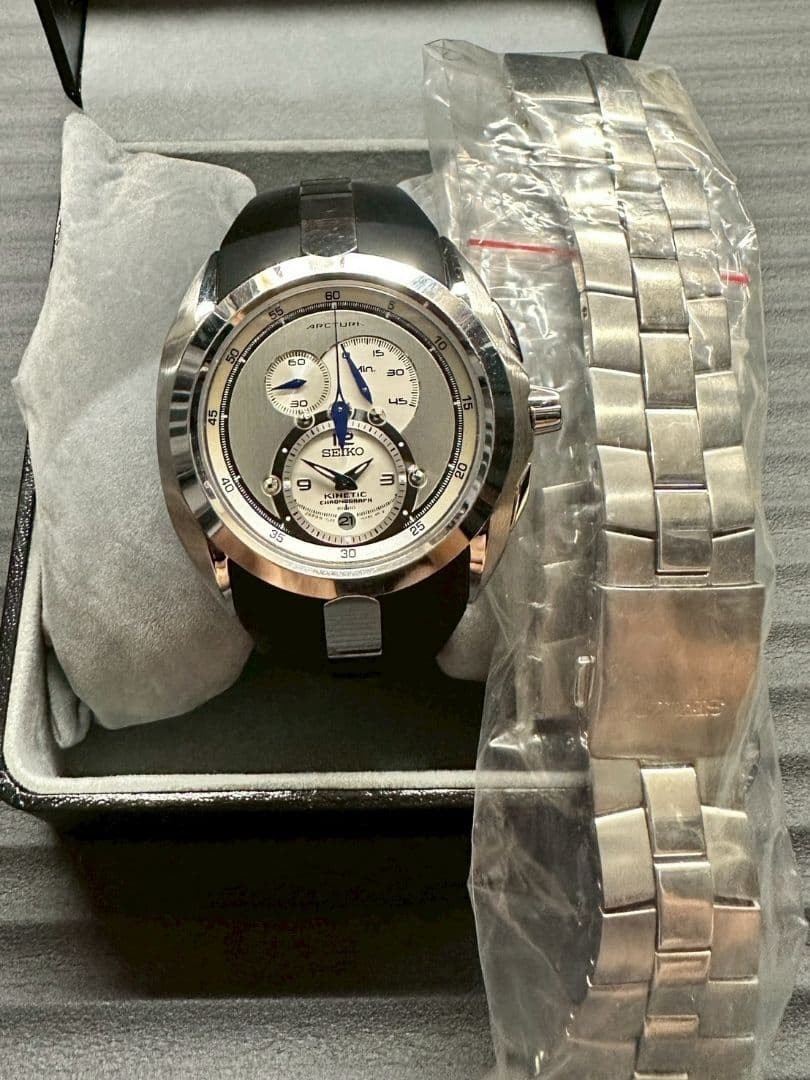 SEIKO Arctura Kinetic Chronograph SNL045J1 Overhauled Extra Steel Bracelet JDM