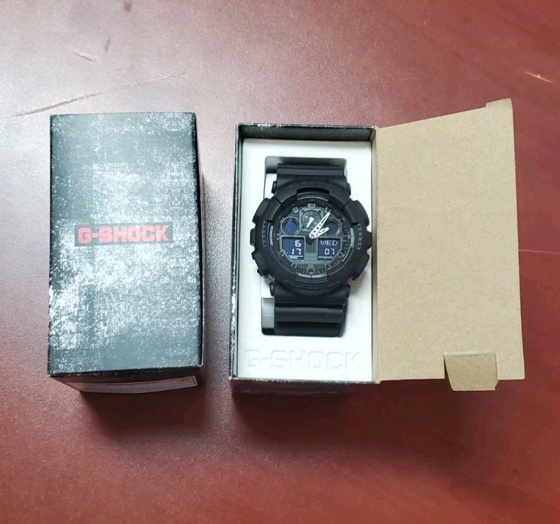 Casio Watch G-Shock Black Resin Strap Anti-Magnetic Ana-Digital GA100-1A1 NWT