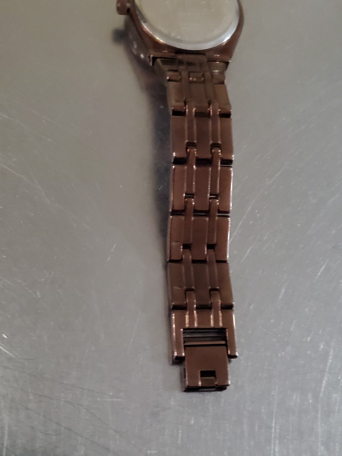 RELIC Watch Women’s Analog Quartz Bronze Tone Date Gemmed MOP 6.25 inch 26 mm