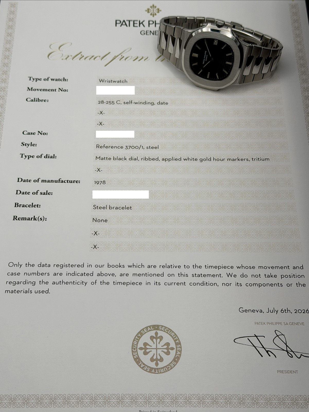 1978 Patek Philippe Nautilus 40mm Stainless Steel 3700