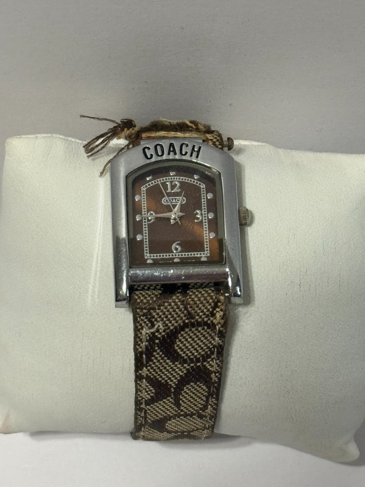 Coach Watch Women, Stainless Steel Rectangular Watch, Signature Leather Strap