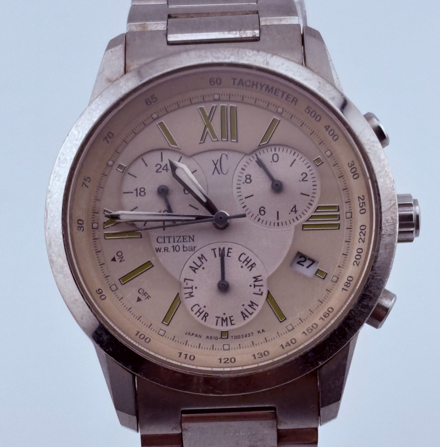 CITIZEN XC A510-T002374 TA Quartz Chronograph Date Battery replaced 34.6mm