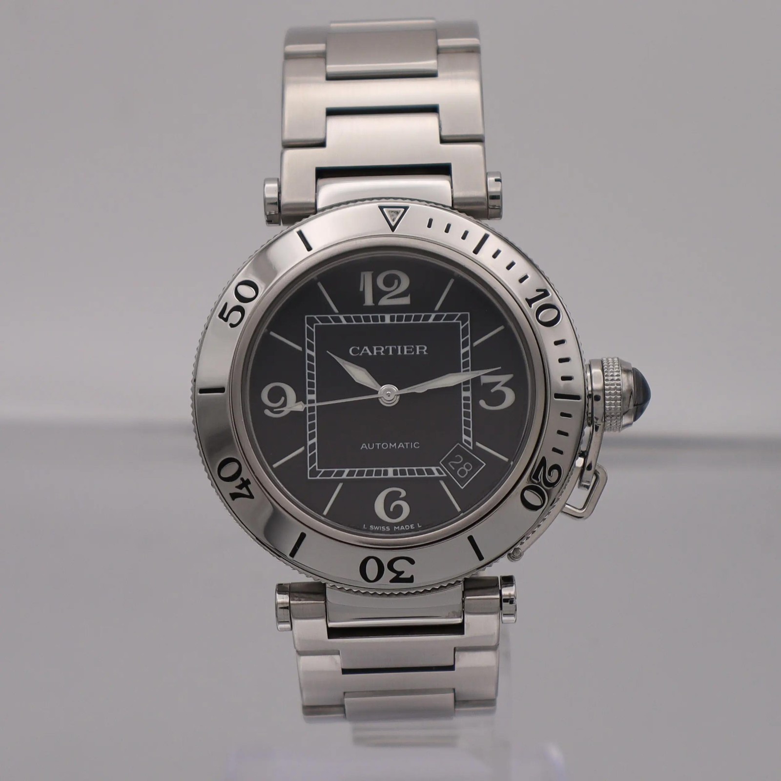 Cartier Pasha de Cartier 40mm Steel Black Dial Automatic Watch 2790