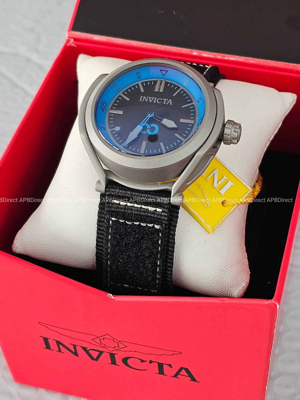 Invicta – CORDUBA – Black Nylon Strap – Brushed Gray Case / Blue mens watch