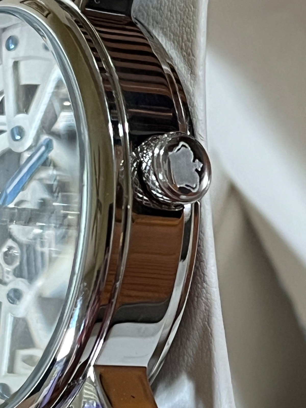 Reign Belfour Automatic Skeleton Watch Black Leather Band Silver Face Blue Hands