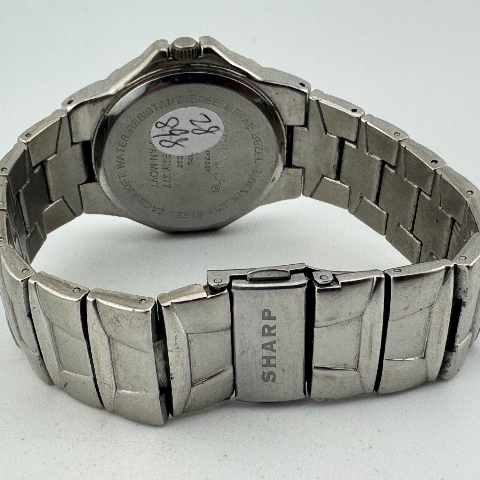 VTG Sharp Quartz Watch Men 30m Silver Date Japan Movt Analog New Battery 7.5″