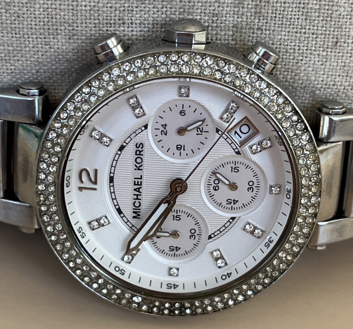 Michael Kors Parker Stainless Steel Watch With Glitz Accents New Battery works