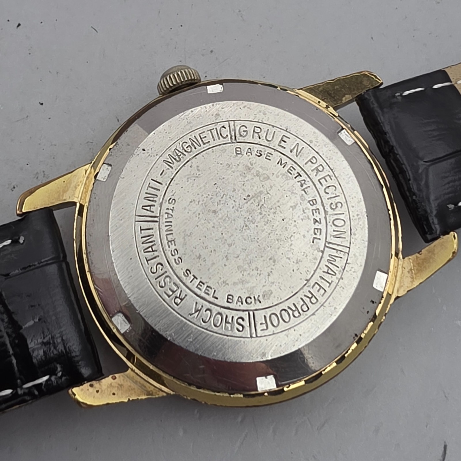 Vintage GRUEN men’s manual wind watch 522RSS Linen dial swiss 1960s
