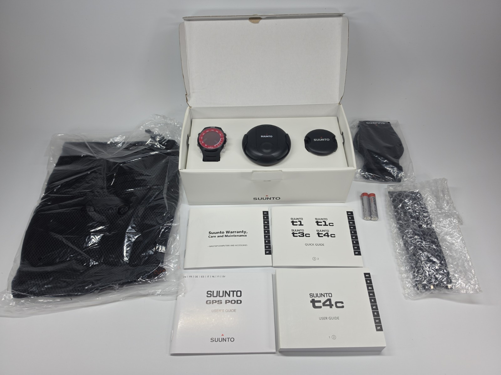Suunto T4C Watch Men 40mm Black Red Digital 30M Backlight GPS Pack