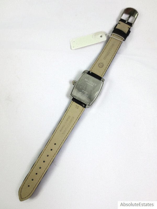 NEW Michele Urban Mini Silver Diamond Ladies Watch MW02A00A0991 Leather Band NIB