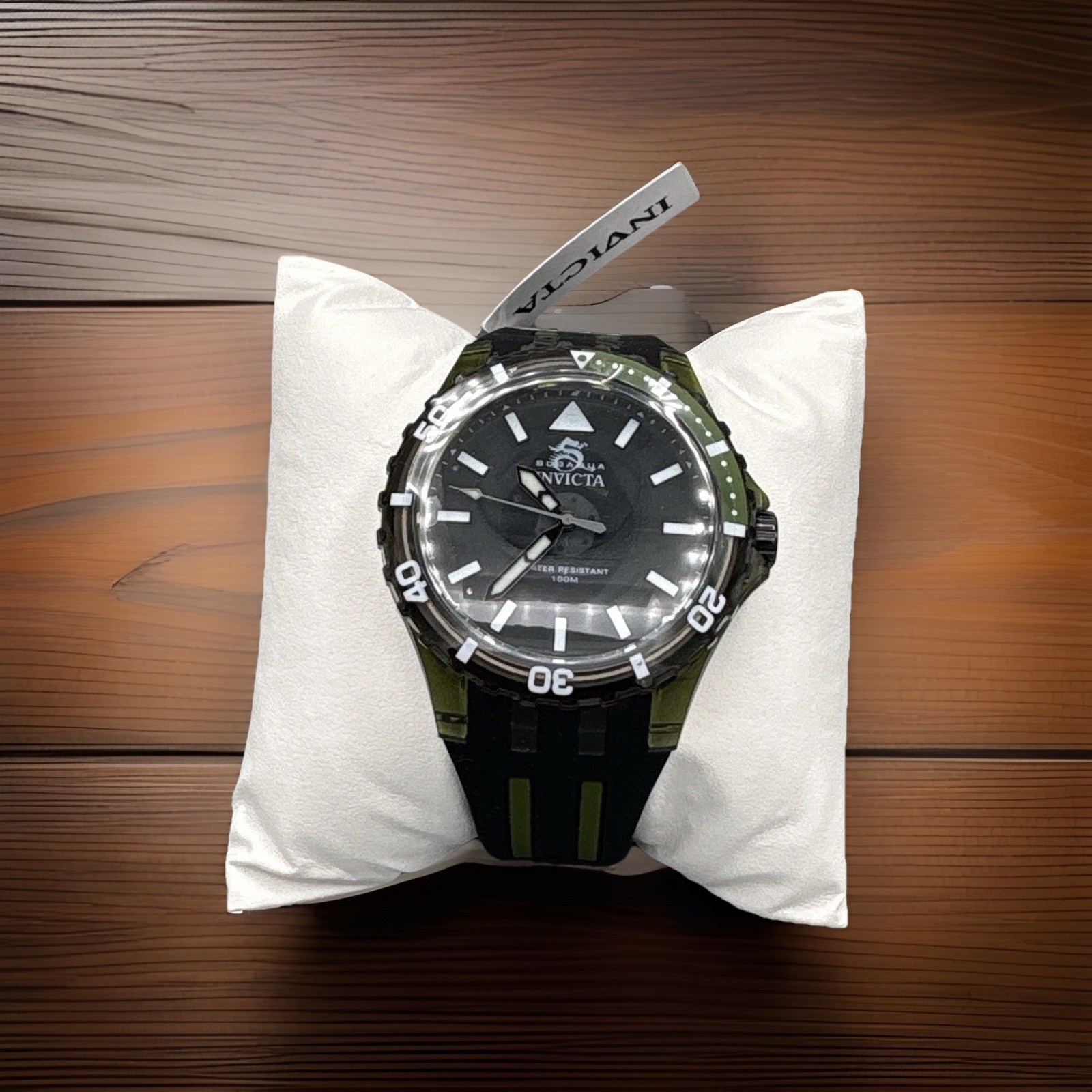 Invicta Subaqua 70035 Men’s Watch 44mm Black Green Silicone Strap Swiss Quartz