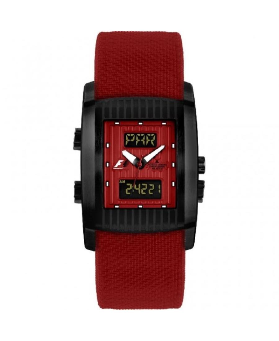 JACQUES LEMANS Men Digital Quartz Casual Watch Classic Dress Red Dial Waterproof
