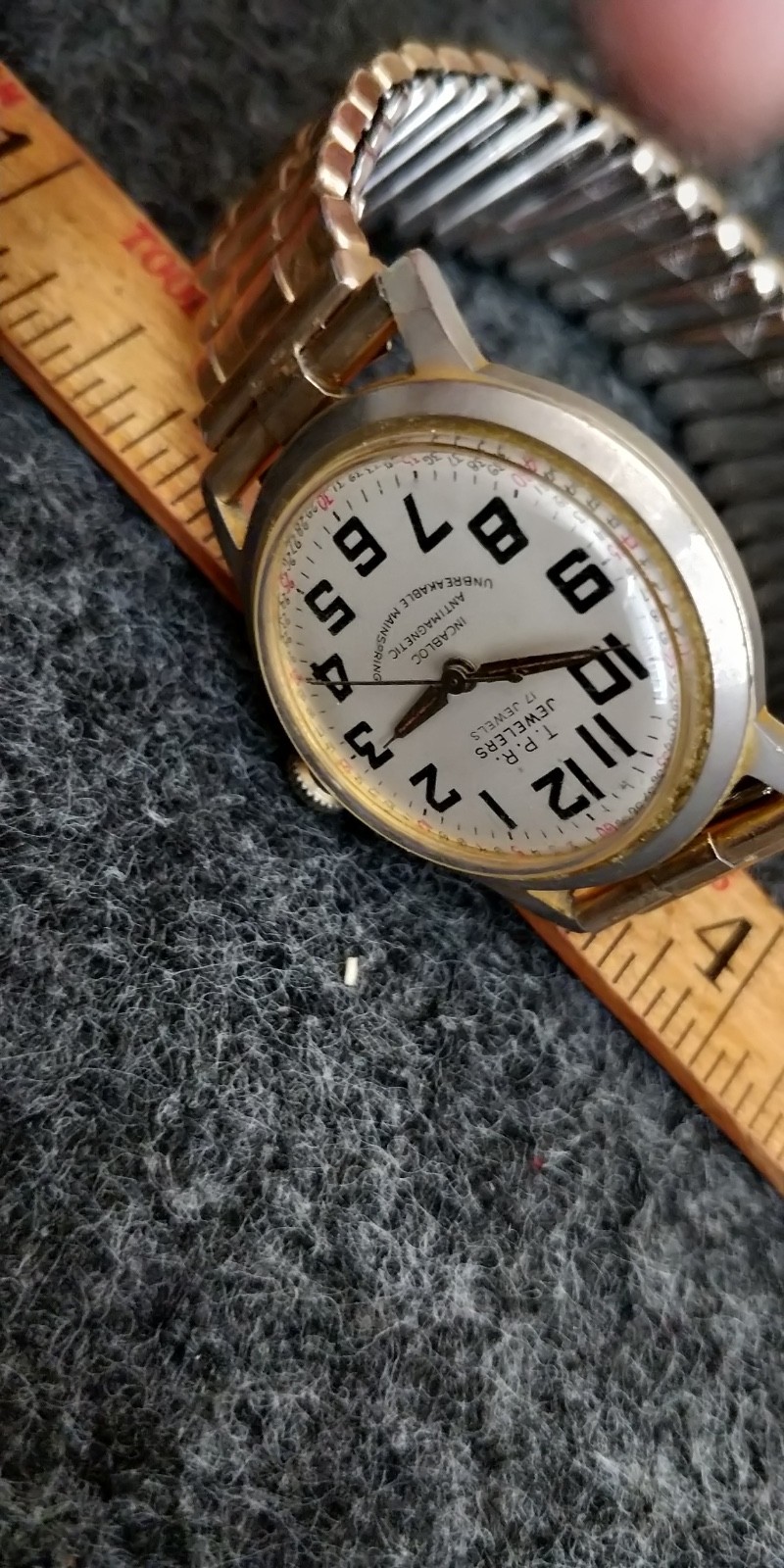 T.P.R Jewelers Wrist watch Incabloc Anti Magnetic seconds figures PARTS REPAIR