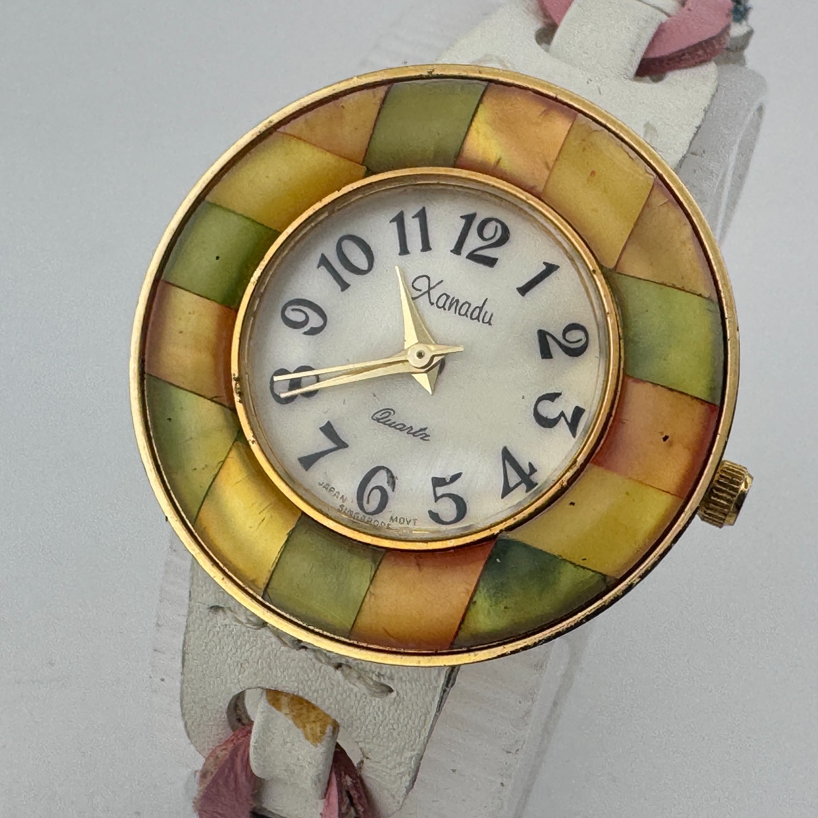 VTG Xanadu Japan Quartz Watch Women Gold Tone Mother of Pearl Analog New Battery