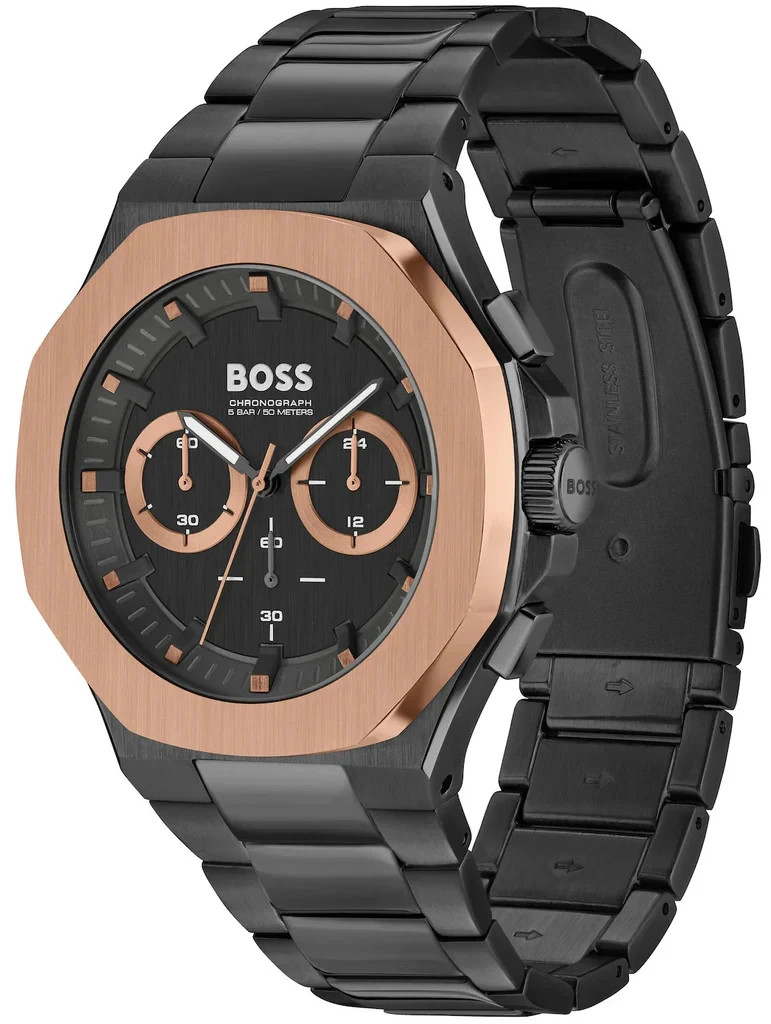 Hugo Boss Taper 1514090 45 mm Chronograph – Black Dial with Black Bracelet